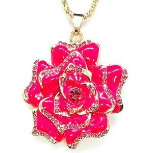 Rose FLOWER Pendant Necklace